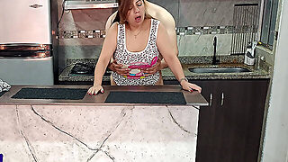 In The Kitchen My Best Friend’s Milf Wife Teases Me And We End Up Fucking Hard With Vaginal Creampie