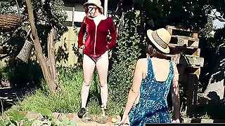 Hirsute Lesbians Pleasure Each Other Orally In The Garden