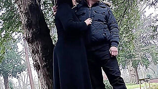 Muslim Woman Plays And Blows A Large Cock Outside In The Park