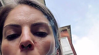 喫煙, 野外, 淫乱熟女