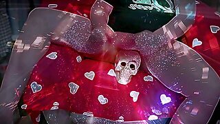 Covering Plastic Skull With My Stretched Scotum Flesh + Clothed Up As Large Titted Silicone Wench Cr