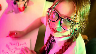 Student With Glasses Drew Penises Instead Of Homework And Was Fucked On The Table