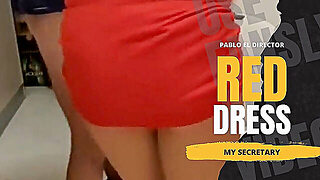 Red Dress - Cum On The Boobs