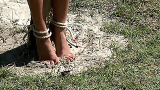 Slave Slut Gets Her Pussy Worked On With A Thick Dildo!