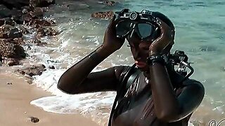 Beach, Latex, Fetish, Solo