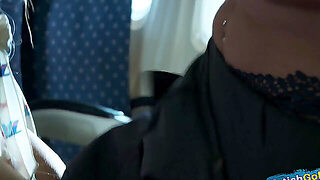 Two Busty Stewardesses Have Naughty Lesbian Fun In The Airplane