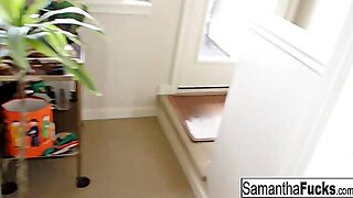 Busty Blonde Milf Samantha Takes A Shower