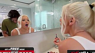 Dfxtra - Alarm’s About To Ring – But 1St - Washroom Cheating Creampie & Lesbo Cum Play