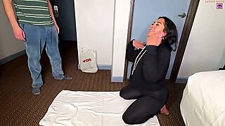 Food Delivery Interrupts Thick Latinas Yoga Session [Free Version]