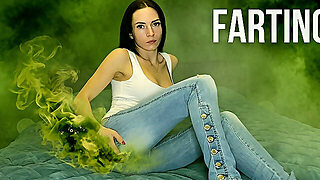 Farting In Blue And White Jeans