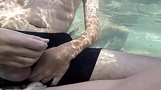 Amateur Girl Caught Masturbating Underwater Then Gets Cum On Her Face In French