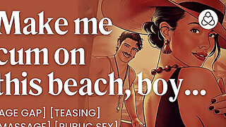 Lifeguard's Beach Tease: Public Milf Gets Fucked On Audio