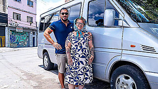 Fat Tattooed Mature Ass Fucked In Driving Van