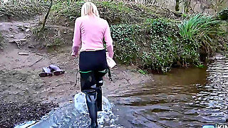 Secretary's White Tights Drenched In Waders Gone Wrong