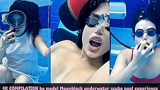 4K Compilation By Model Moonblack Underwater Scuba Pool Wet Experience 70041