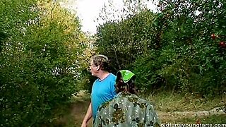 Teenage Girl And A Really Old Couple Have A Threesome In The Grass