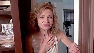 Curly Blonde Milf Strips And Gives Wet Shower Blowjob