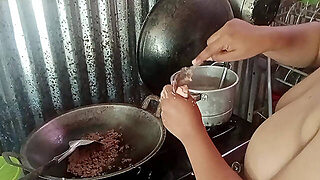 Stripping Mother-In-Law Who Is Cooking