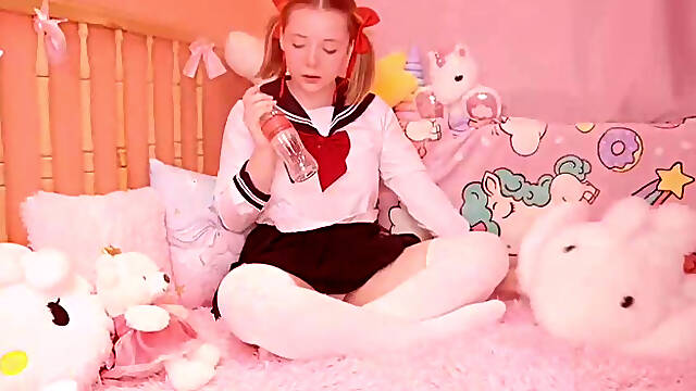 Horny Step-Daddy S Girl Sits On A Bottle After