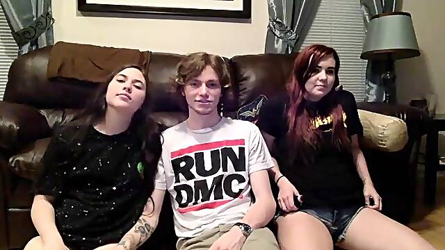 Threesome On Sofa