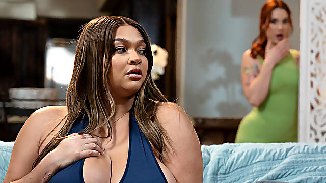 Busty Ebony & Milf Neighbour: Lesbian Discovery