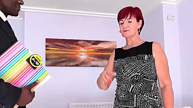 Mature Redhead Granny Gets Pounded By Big Black Cock