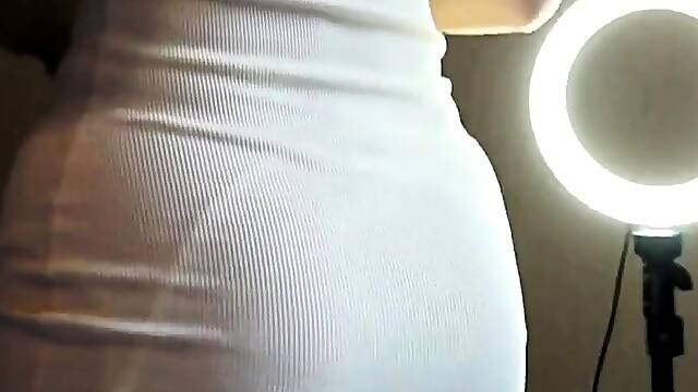 Redhead Co-Ed Slowly Strips To Lingerie While Cleaning Her R