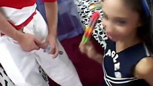 Cheeleader Alexis Sucking On Popsicle And Cock