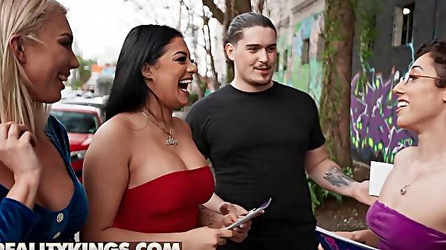 Reality Kings - Serena Santos, Kira Perez Madison Blaze Take Filou Back Share His Dick In A Steamy O