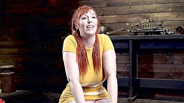 Natural Huge Tits Ginger Bound In Metal