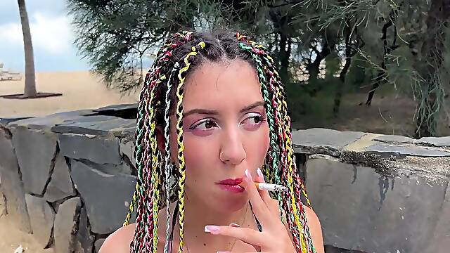 Rastafarian Chick Smokes A Magic Cigarette And Wants Anal Sex