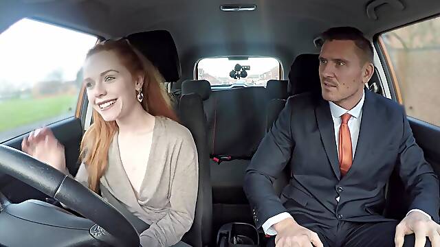 Cute Redhead Ella Hughes Is Creampied By Examiner - Fake Driving School