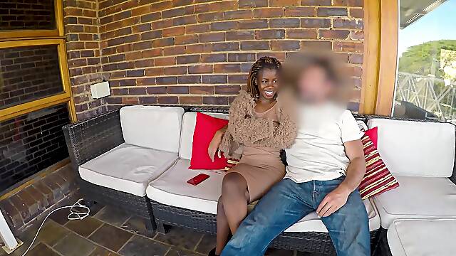 Busty Black Whore Has Fun Bouncing On Huge Gringo Dick In Private Villa