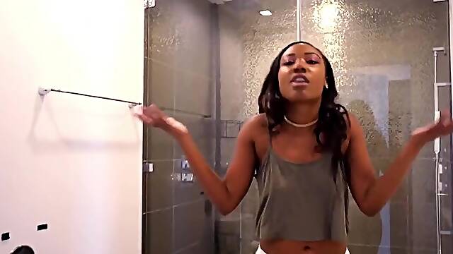 Chocolate Teen 18+ Stepsister Likes To Drain Perv Bros Jock