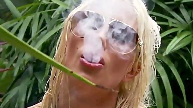 Euro Blonde Puma Swede Masturbates & Cums Poolside!