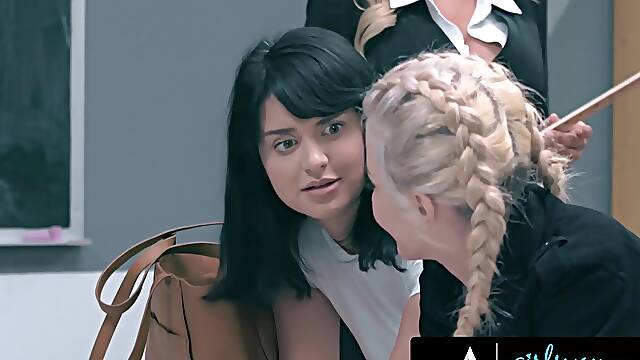 Lola Fae Helps Her Angry Teacher Katie Morgan Double Penetrating Her Bestie With Strapons - Teaser V