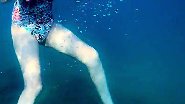 Underwater Flower Dress Hides Beautiful Girl's Sexy Legs