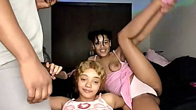Two Lesbians Having Fun With Dick Together On Livestream