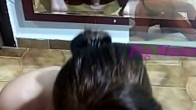 I Will Swallow All Of Your Cum To The Last Drop While I Ride My Dildo In Front Of Mirror - Pov