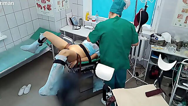 Latina Nurse Bound In Latex Gyno Table Gets Intense G-Spot Vibration