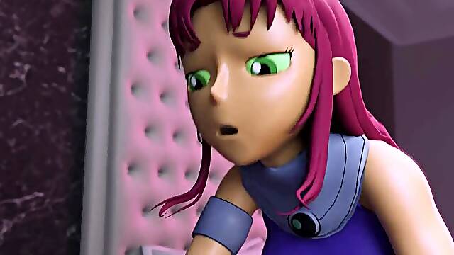 Starfire Fucks While Raven Masturbates - Pixel Perry