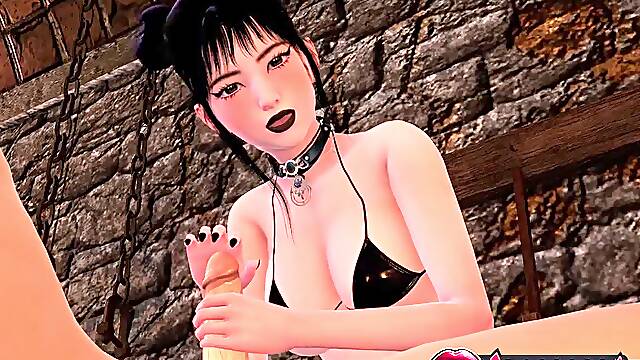 3D Animation Goth Anime Girl Haruka - Teasing Pov With Dick Glans, Tongue Licking Blowjob Only,