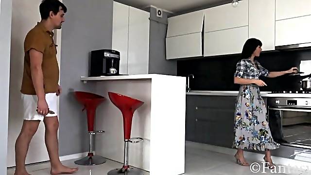 Desperate Brunette Housewife Takes Condom On My Boner