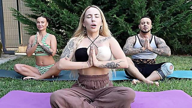 Yoga Instructor Shares My Cock With My Neighbor