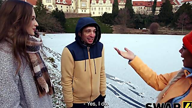 Swap4K. A Sunday Walk Ended Up As Having A Hawt Gal With In Our Couch, It Was Her 1St 3Some