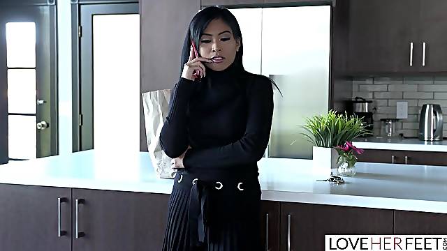 Oriental In High Heels Gets Her Feet Splattered W Jizz