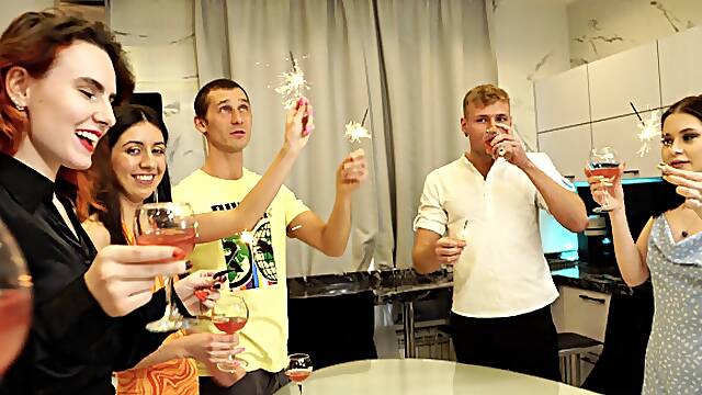 Students Celebrate Recent Years Eve At Party And Screw Group Sex