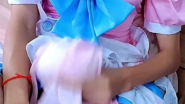 Crossdressing Maid Uses Underware To Jerk Off And Discharges A Load On Her Brassiere