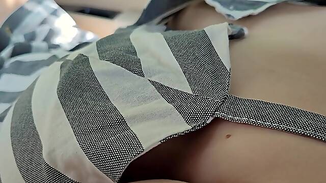 I Let Uber Driver Play With My Large Tits And Touch My Juicy Pants In The Car