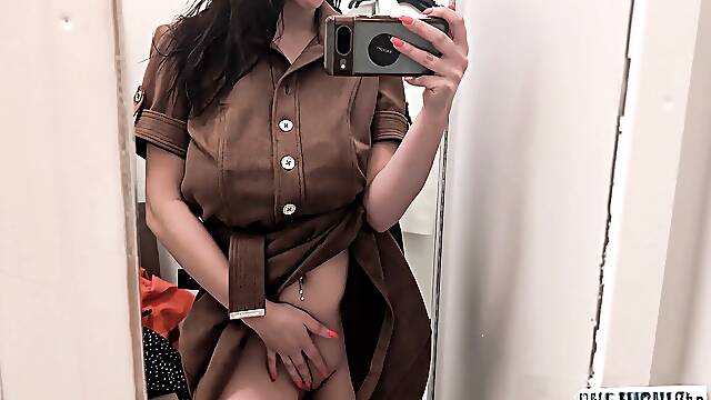 Sizzling Girl Try On In Public Dressing Room Onanism
